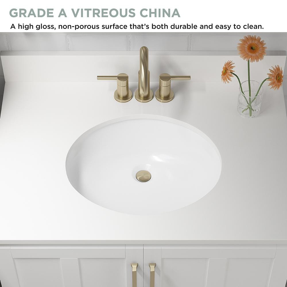 19.5 in. Undermount Oval Vitreous China Bathroom Sink in White