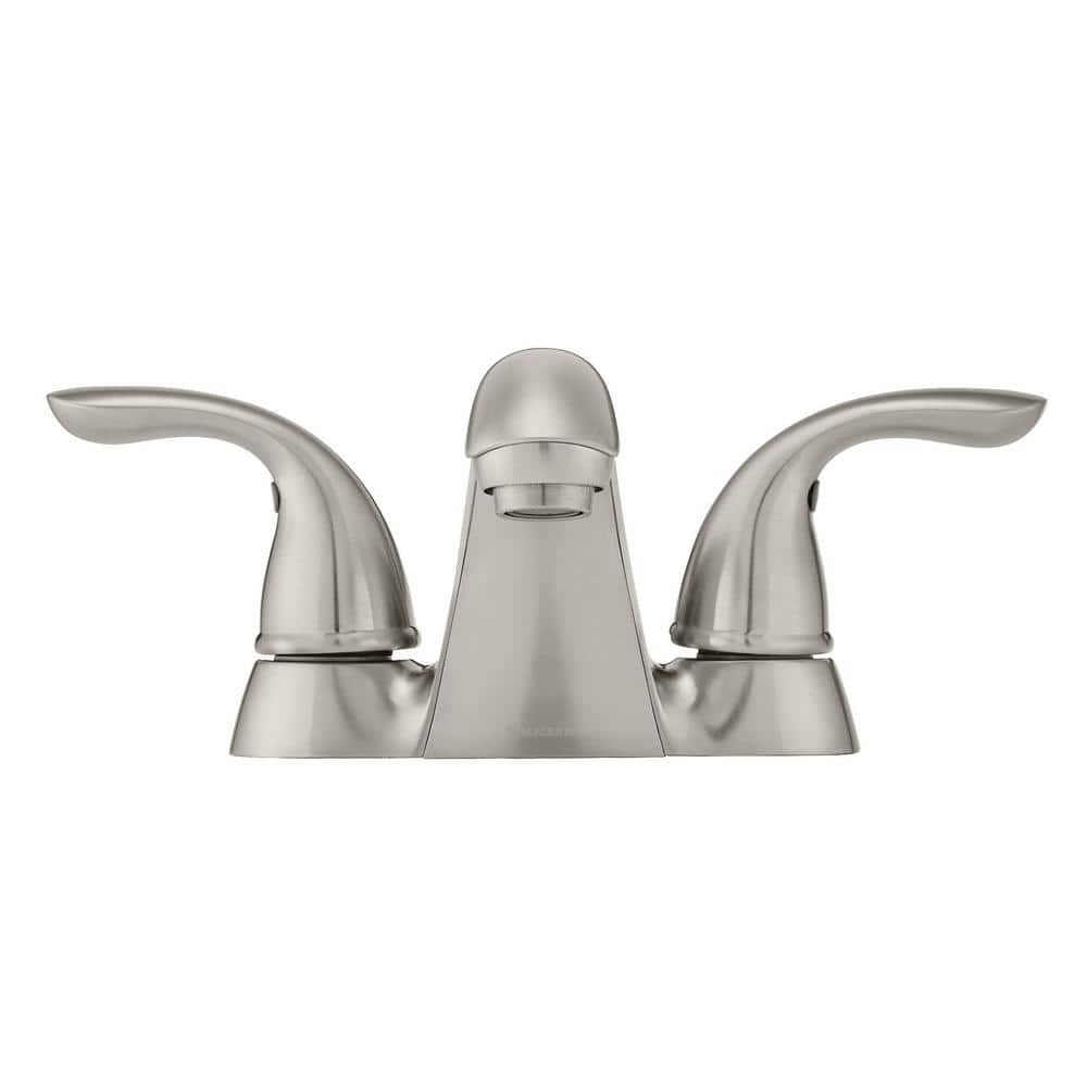 Builders 4 in. Centerset Double Handle Low-Arc Bathroom Faucet in Brushed Nickel