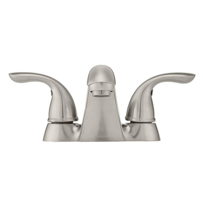 Builders 4 in. Centerset Double Handle Low-Arc Bathroom Faucet in Brushed Nickel