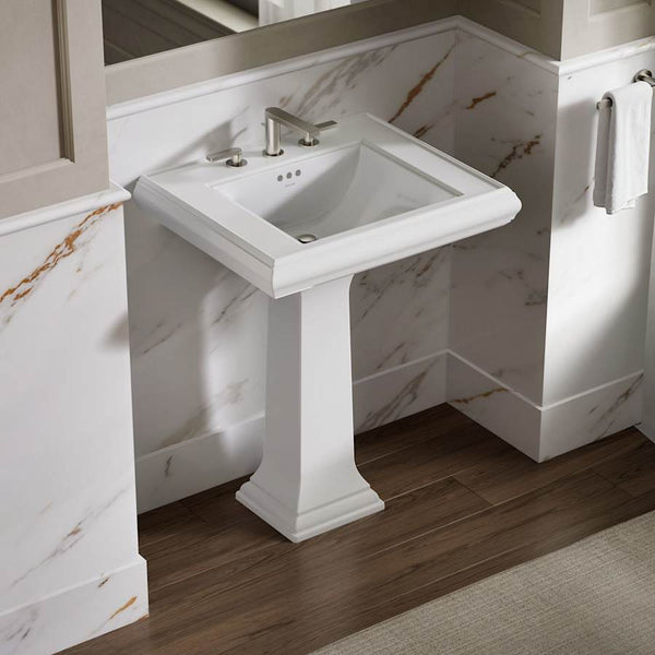 Memoirs Classic 27" Fireclay Pedestal Bathroom Sink with 3 Holes Drilled and Overflow