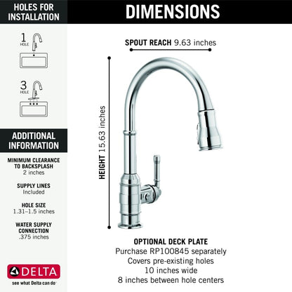 Broderick 1.8 GPM Single Hole Pull Down Kitchen Faucet