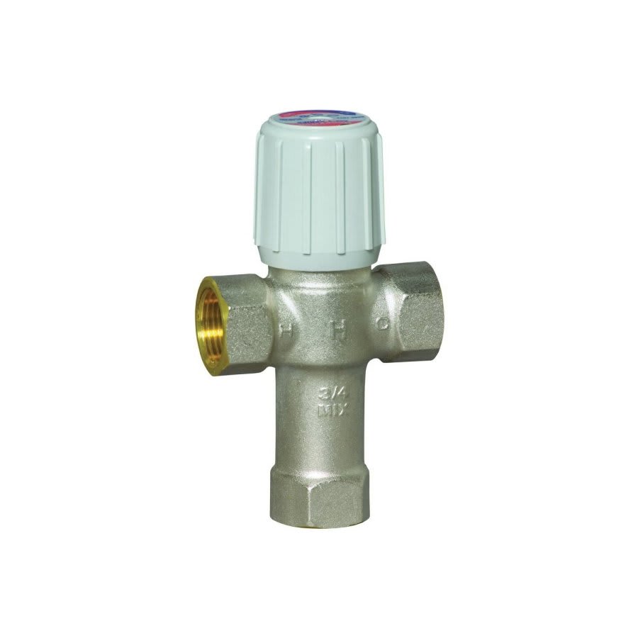 Mixing Valve, 3/4 in, FNPT, Brass, Nickel Plated