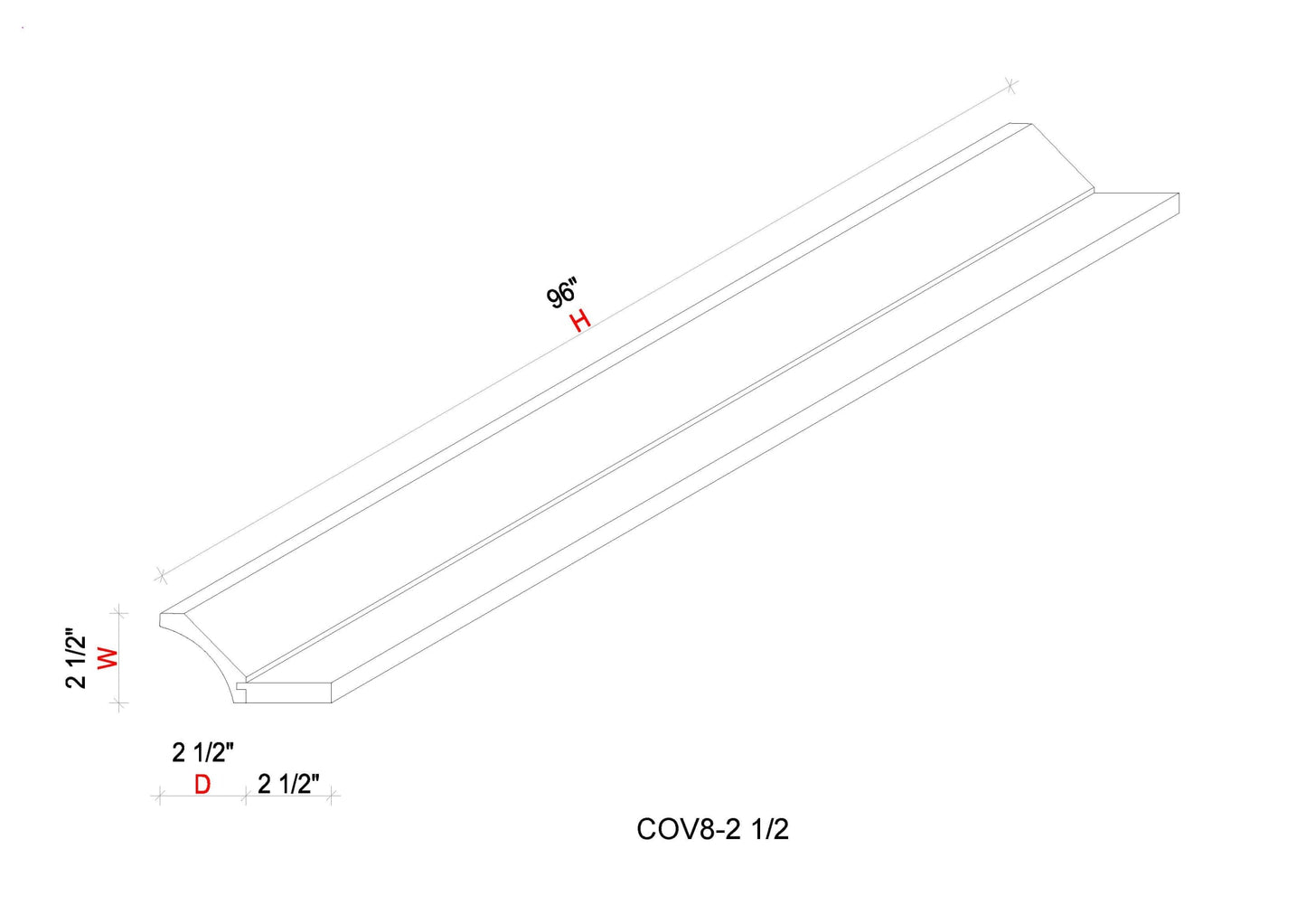 Cove Crown Moulding - - 2 5/8"W x 96"H x 1/2"D