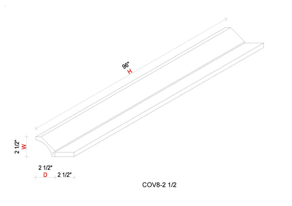 Cove Crown Moulding - - 2 5/8"W x 96"H x 1/2"D