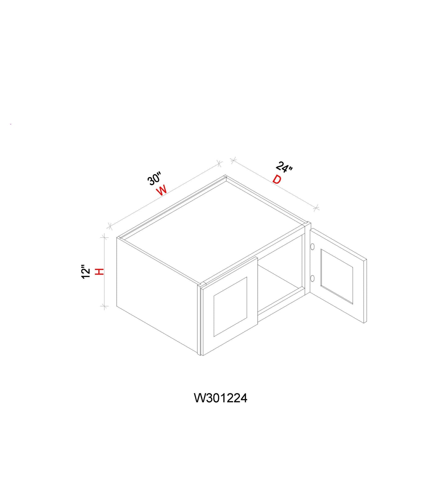 Wall Refrigerator Cabinet - 30"W x 12"H x 24"D