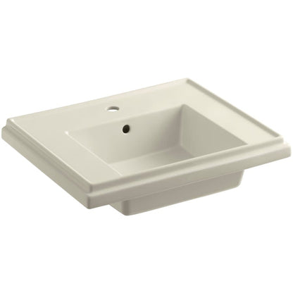 Tresham 24" Pedestal Fireclay Bathroom Sink with Single Faucet Hole Drilled and Overflow - Less Drain Assembly