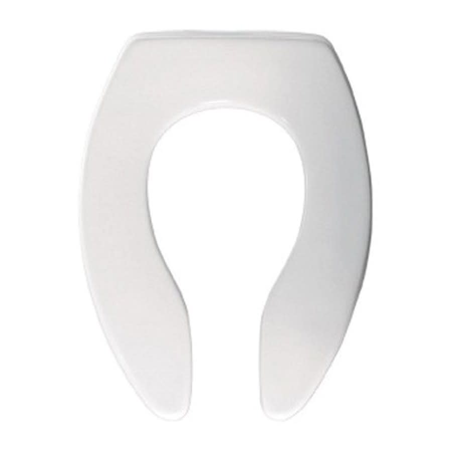 Toilet Seat, Elongated Bowl, Open Front, Less Cover, Plastic, White