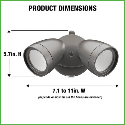 Dusk to Dawn Sensor Bronze Exterior Outdoor Twin Head LED Flood Light Security 1200 to 2400 Lumens 4000K Wet Rated