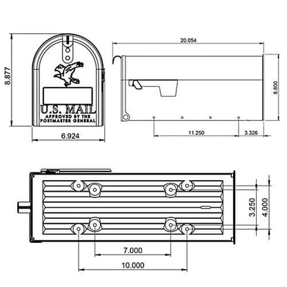 Elite Black, Medium, Steel, Post Mount Mailbox