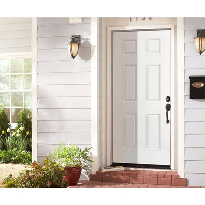 36 in. x 80 in. Premium 6-Panel Right-Hand Inswing Primed Steel Prehung Front Exterior Door with Brickmold