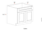Vanity Sink Base Cabinet - 30"W x 34- 1/2"H x 21"D