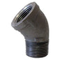 45 deg Street Elbow, 1/4 in, MNPT x FNPT, 150 lb, Malleable Iron, Black