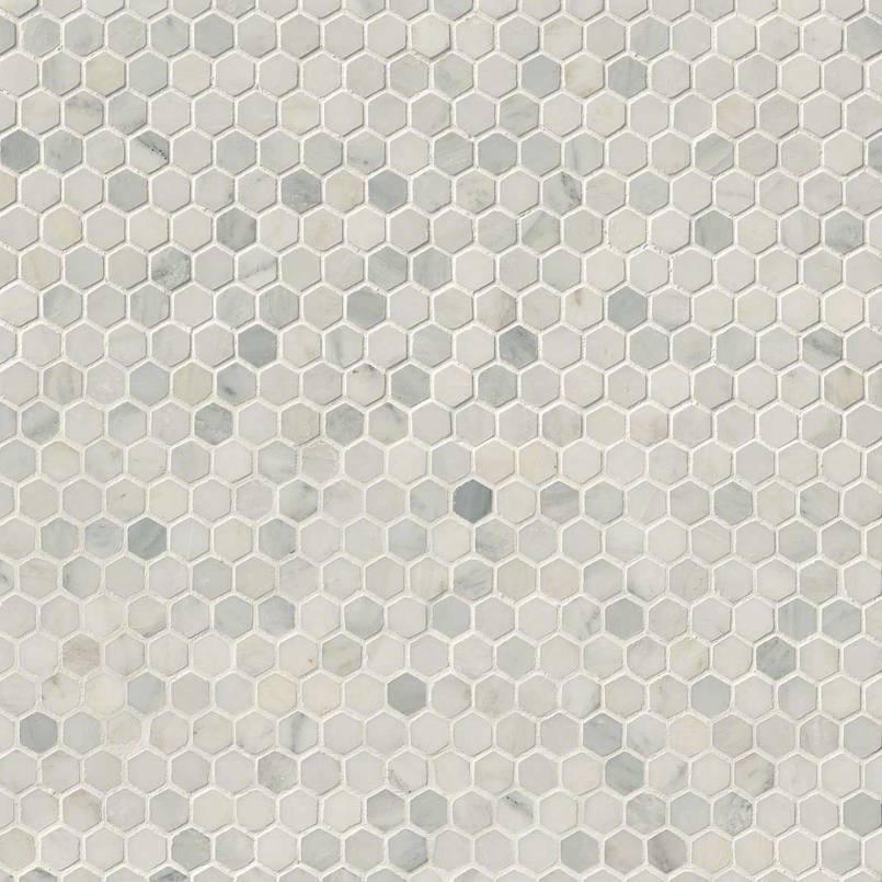 Arabescato Carrara 1" Hexagon Mosaic Tile