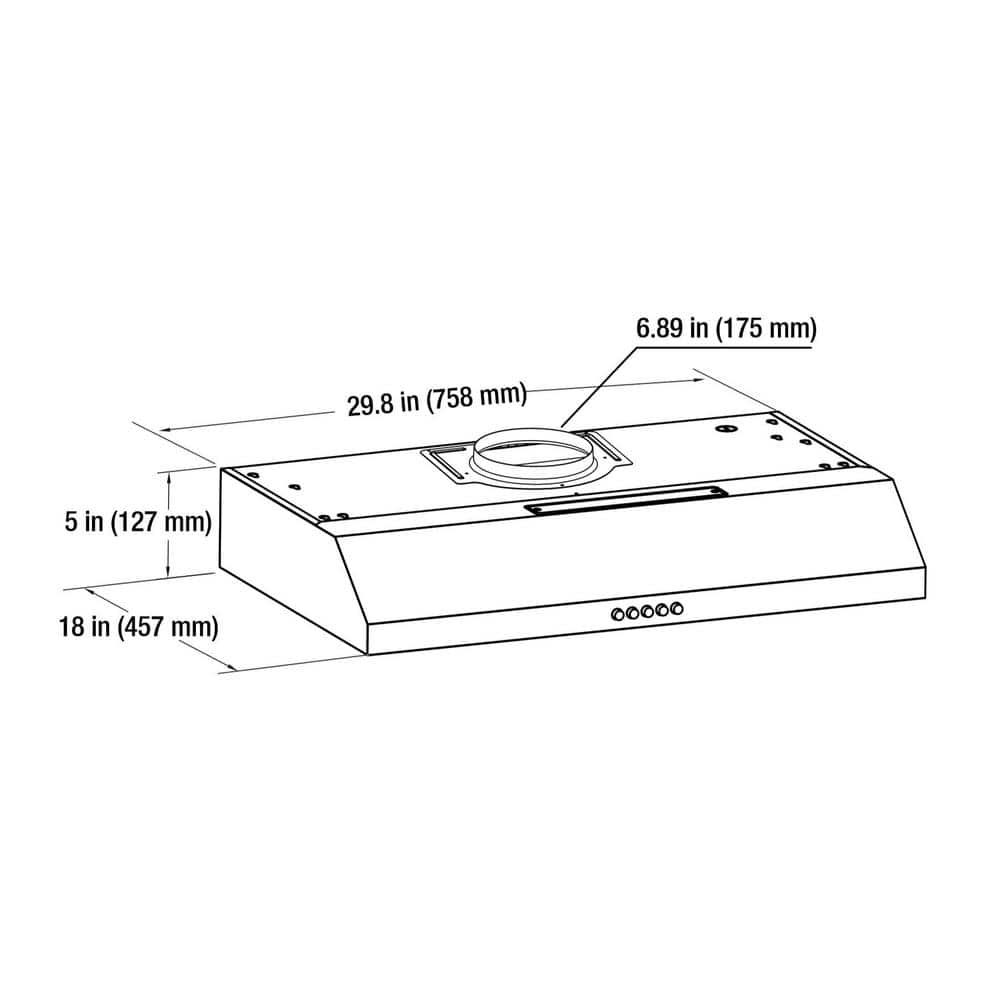 Caprelo 30 in. 320 CFM Convertible Under Cabinet Range Hood in Stainless Steel with LED Lighting and Charcoal Filter