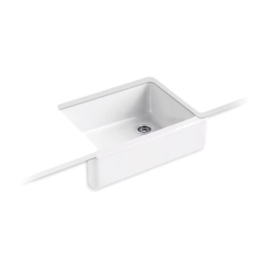 Whitehaven® Self-Trimming® Single Bowl Kitchen Sink, Apron Mount, 29-11/16 x 21-9/16 in, 9 in Bowl Depth, Cast Iron, White