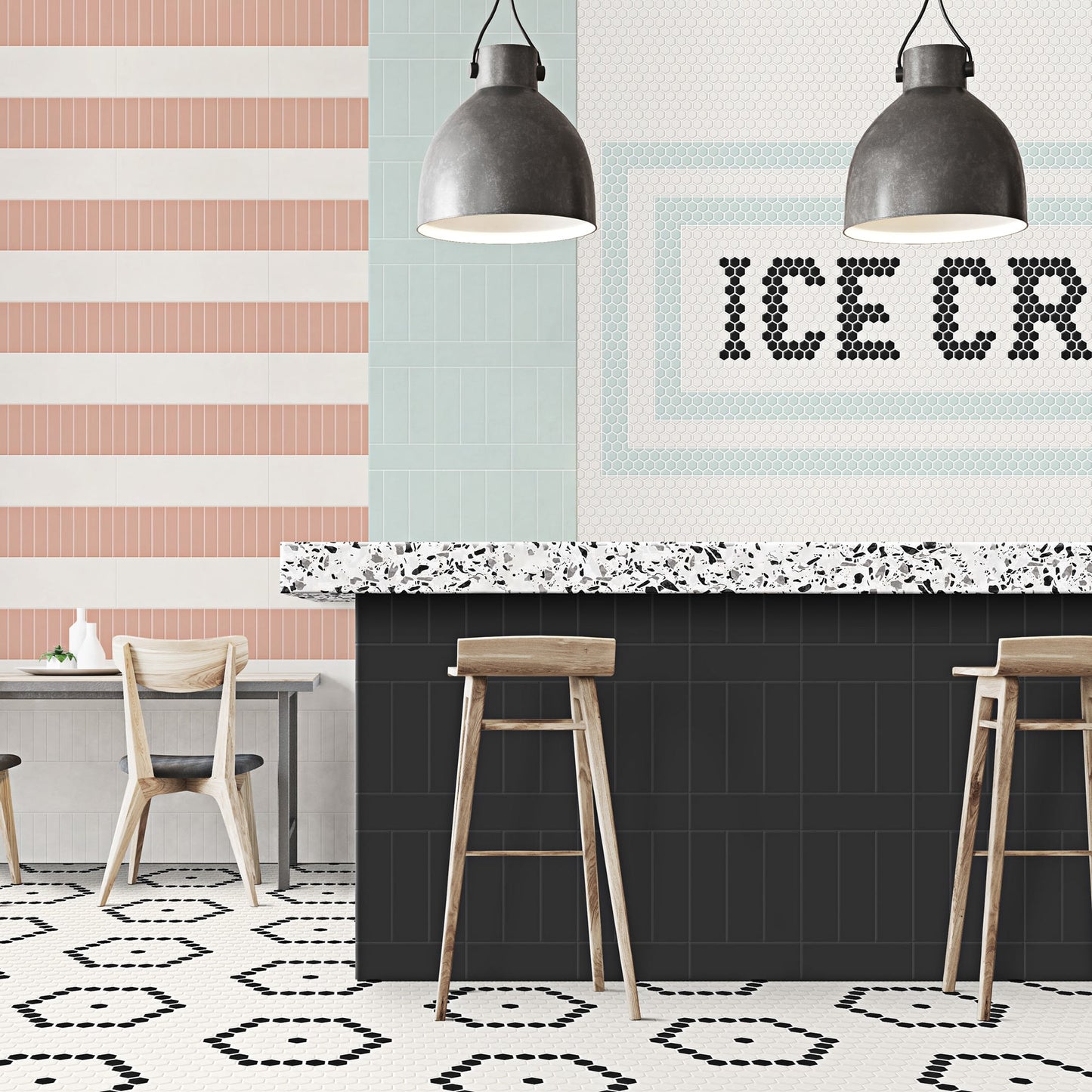 Unglazed Mosaics Ice White Hexagon 1X1 Matte