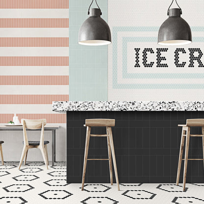 Unglazed Mosaics Ice White Hexagon 1X1 Matte