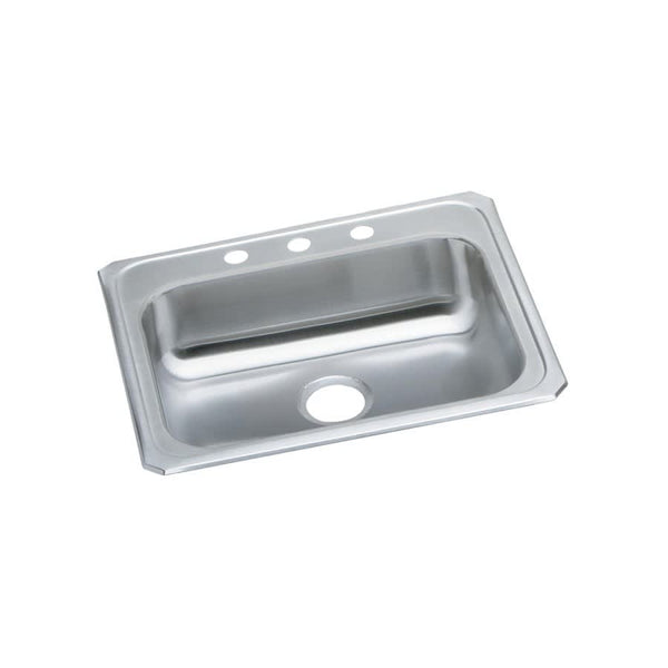 Celebrity Single Bowl Kitchen Sink, Top Mount, ADA, 25 x 21-1/4 in, 5-1/4 in Bowl Depth, 20 ga Brushed Satin Steel, Stainless