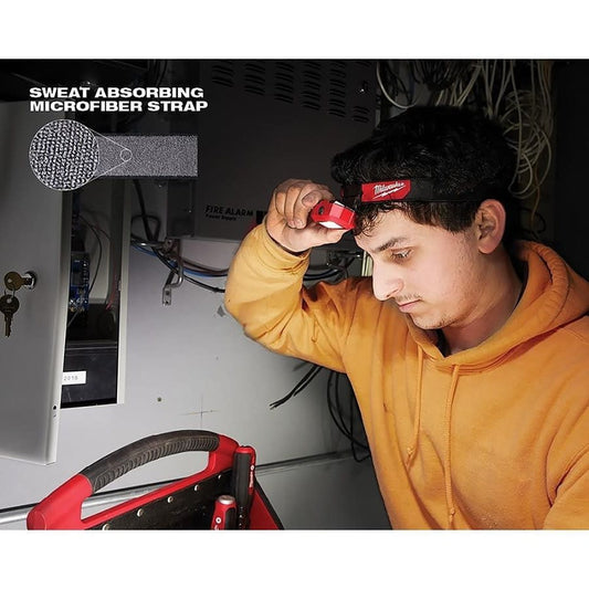 Cordless Hard Hat Headlamp, LED Bulb, Plastic Housing, 350 Lumens
