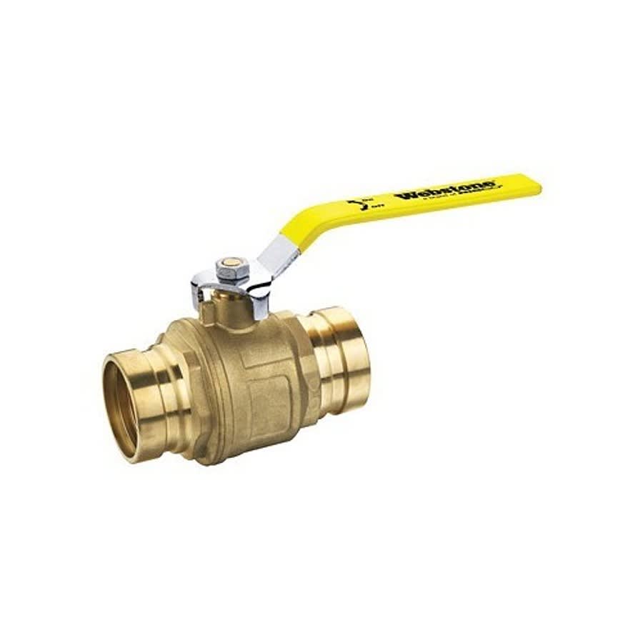 1-Piece Ball Valve, 4 in, Press, Full Port, Stainless Steel Ball, Brass