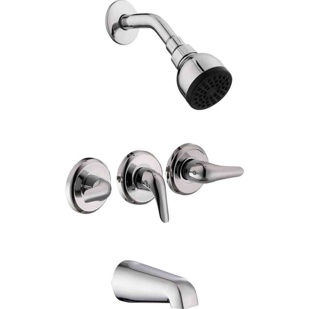 Glacier Bay Aragon Triple Handle 1-Spray Tub and Shower Faucet 1.8 GPM in Chrome (Valve Included)
