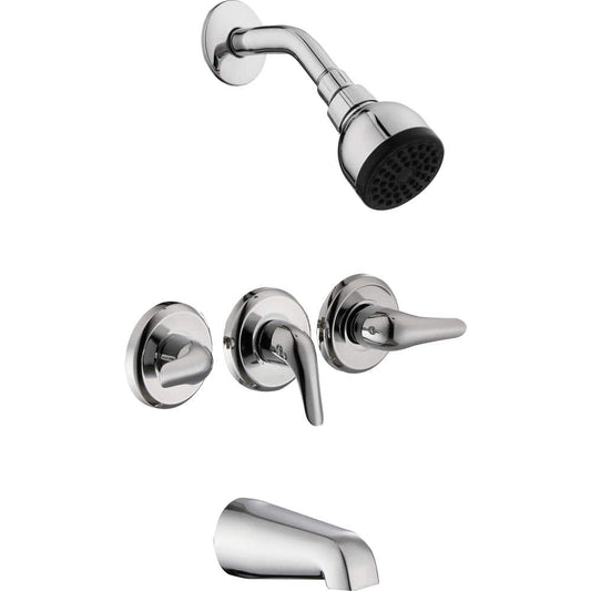 Glacier Bay Aragon Triple Handle 1-Spray Tub and Shower Faucet 1.8 GPM in Chrome (Valve Included)