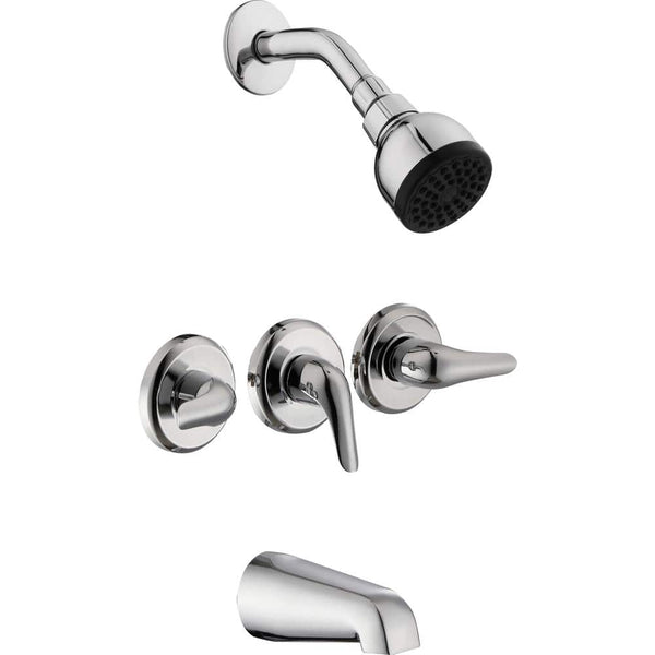 Glacier Bay Aragon Triple Handle 1-Spray Tub and Shower Faucet 1.8 GPM in Chrome (Valve Included)