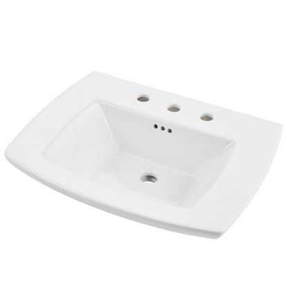 Edgemere 25" Fireclay Pedestal Bathroom Sink with 3 Faucet Holes at 8" Centers and Overflow - Less Pedestal