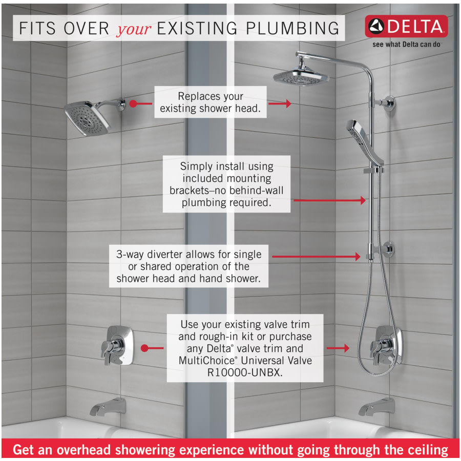 Emerge 26" Angular Shower Column with Hose and Integrated Diverter - Less Shower Head and Hand Shower