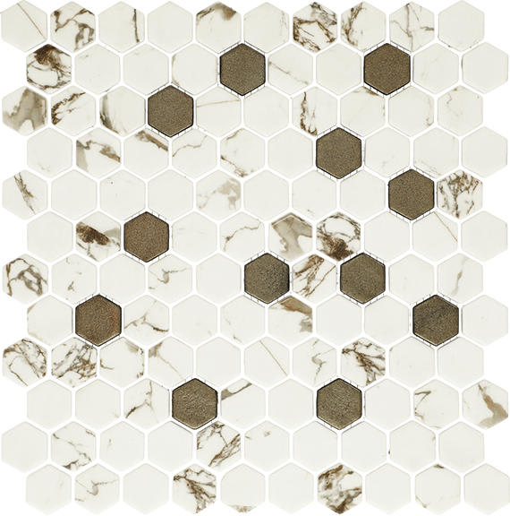 Uptown Glass Posh Bronze Hexagon 1X1 Mixed