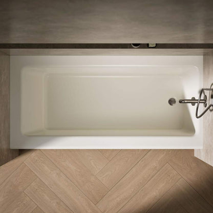 Bellwether Bath Tub 66" L x 32" W Cast Iron Soaking for Three Wall Alcove Installations with Integral Apron and Right Drain