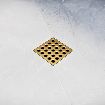 Pro Drain Cover, 3.75 in L x 3.75 in W, Stainless Clad/ Polycarbonate, Champagne Gold