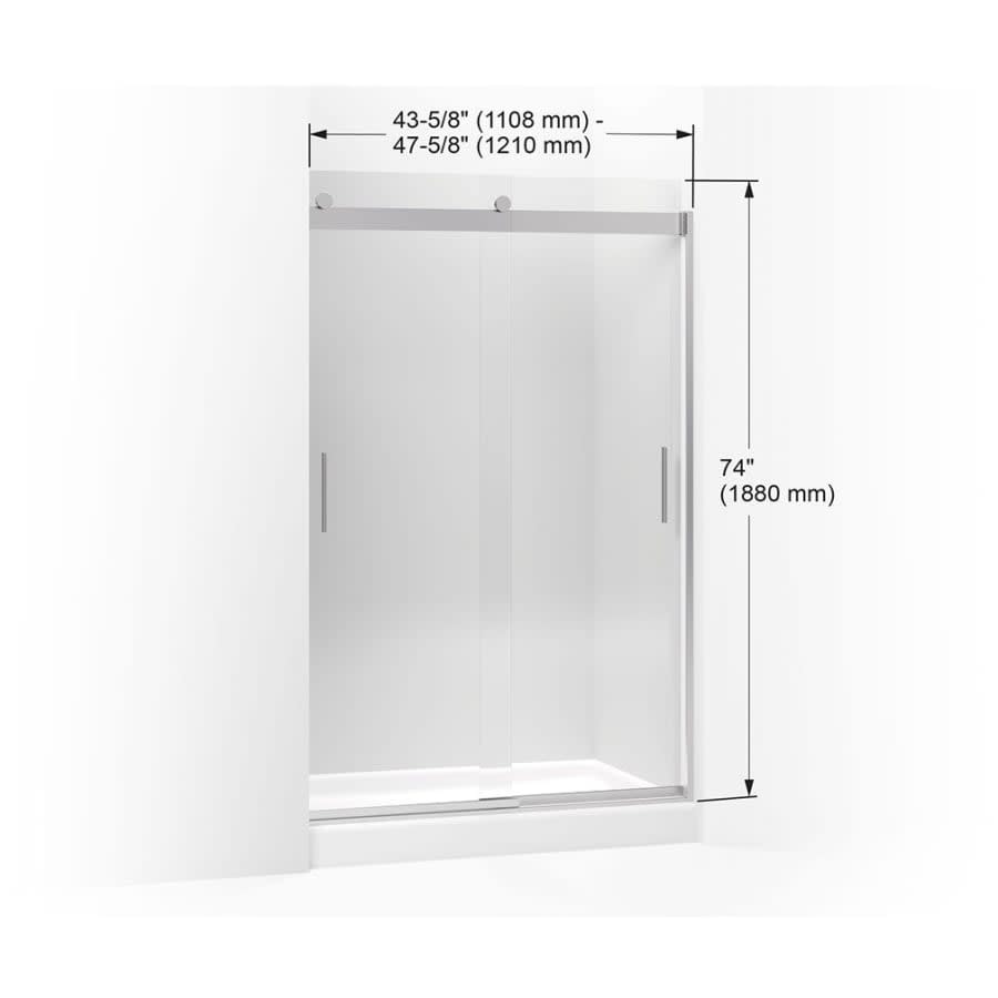 Levity 74" High x 47-5/8" Wide Bypass Semi Frameless Shower Door with Clear Glass