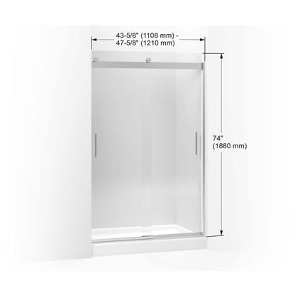 Levity 74" High x 47-5/8" Wide Bypass Semi Frameless Shower Door with Clear Glass