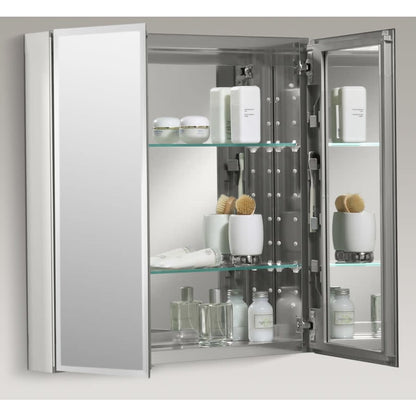 25" x 26" Double Door Reversible Hinge Frameless Mirrored Medicine Cabinet