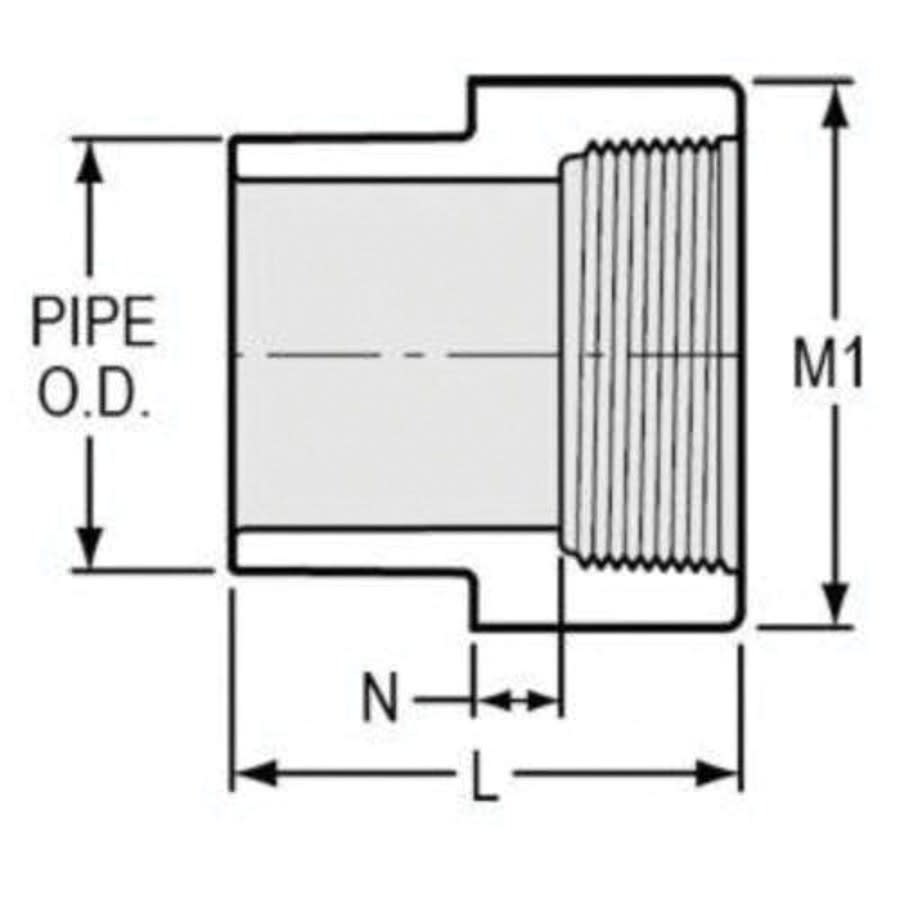 Female Adapter, 3/4 in, Spigot x FNPT, SCH 40/STD, PVC