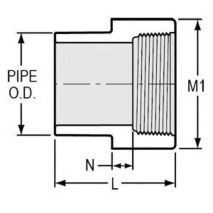 Female Adapter, 3/4 in, Spigot x FNPT, SCH 40/STD, PVC