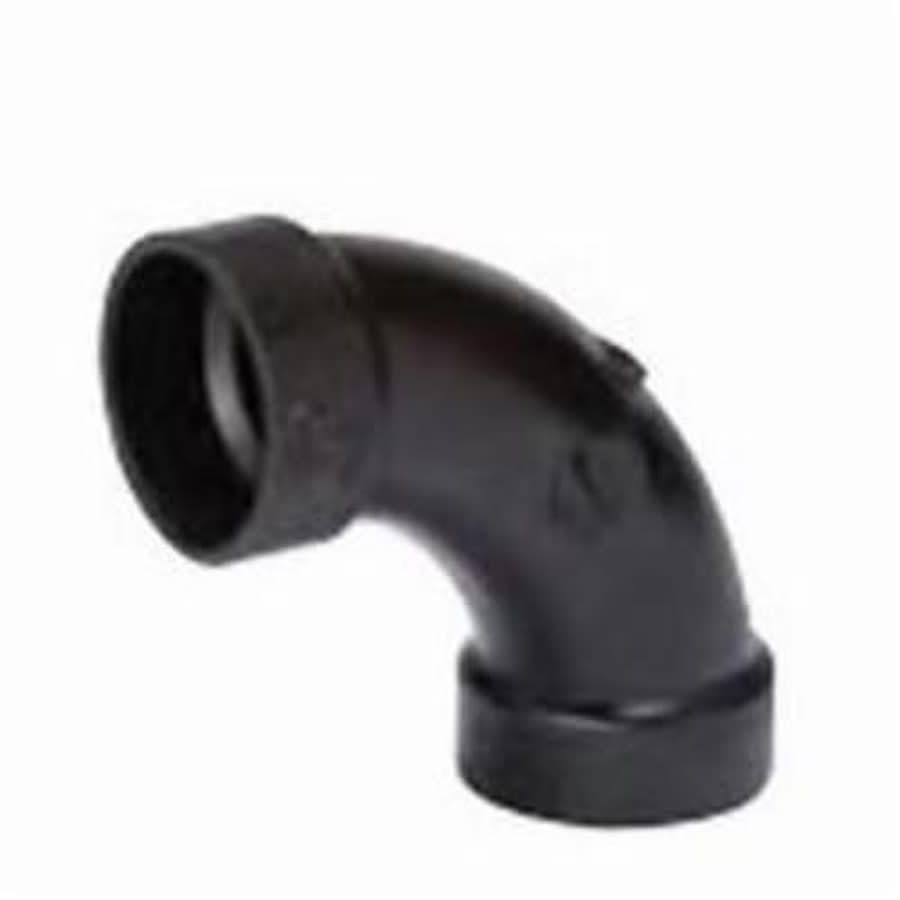 DWV Long Turn 90 deg Elbow, 3 in, Hub, ABS