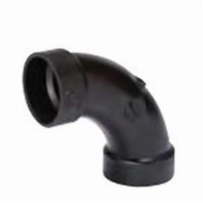 DWV Long Turn 90 deg Elbow, 3 in, Hub, ABS
