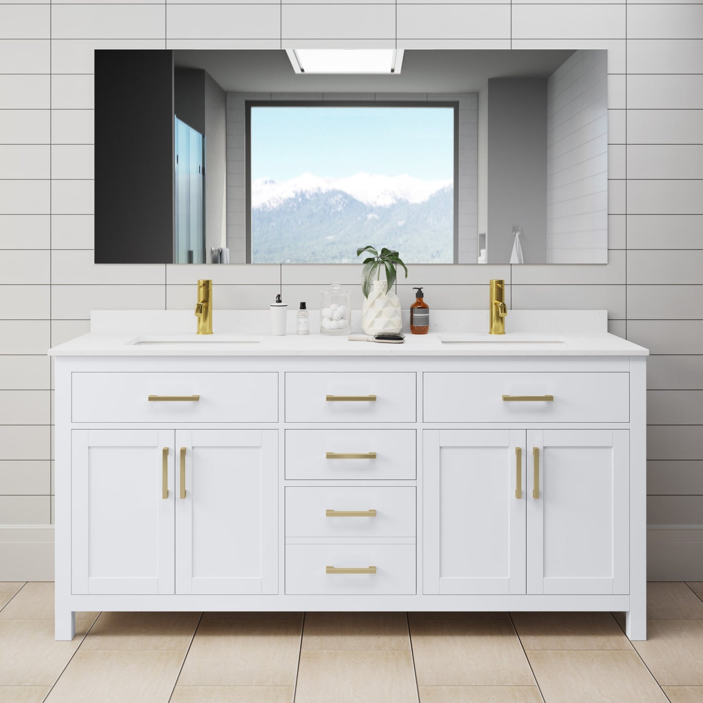 Beckett Double Bathroom Vanity - 72W x 35H x 22D