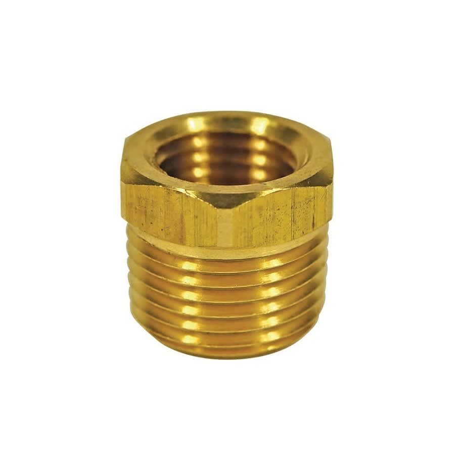 Hex Head Bushing, 3/8 x 1/4 in, MNPT x FNPT, Lead Free Brass, Rough Brass