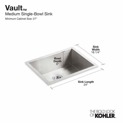 Vault 24" Undermount Single Basin Stainless Steel Kitchen Sink with SilentShield Technology