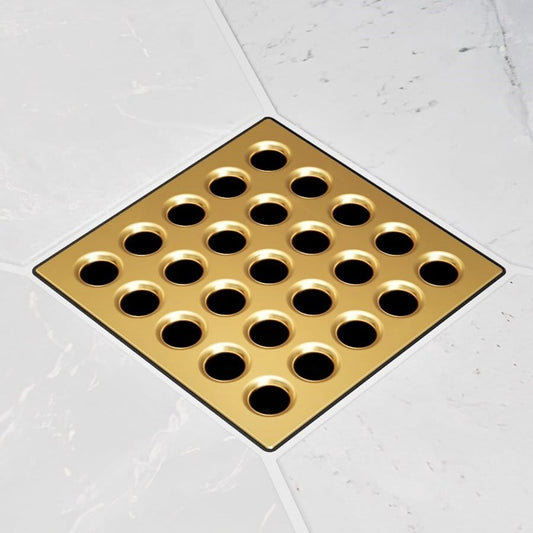 Pro Drain Cover, 3.75 in L x 3.75 in W, Stainless Clad/ Polycarbonate, Champagne Gold