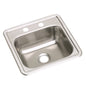 Dayton® Single Bowl Bar Sink, Top Mount, ADA, 15 x 15 in, 5 in Bowl Depth, 2-Hole, 22 ga Satin Steel, Stainless