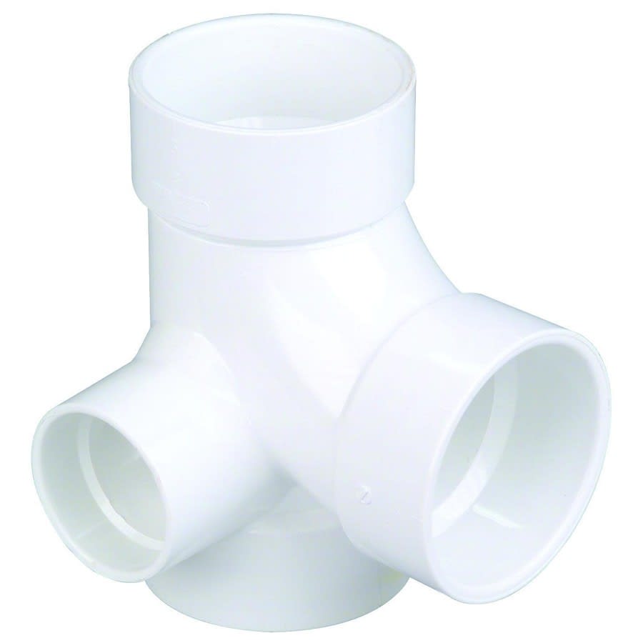 90 deg Sanitary Tee With 90 deg Right Inlet Hub, 3 x 2 in, Hub, DWV, PVC