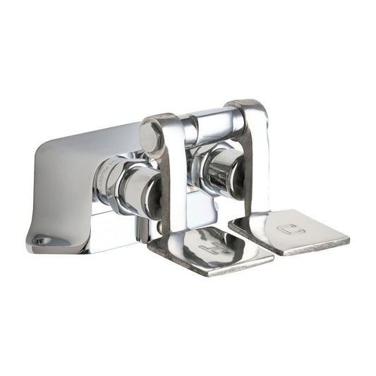 Hot and Cold Water Pedal Box With Short Pedals, 1/2 x 3/8 in, FNPT, 20 to 125 psi, Polished Chrome