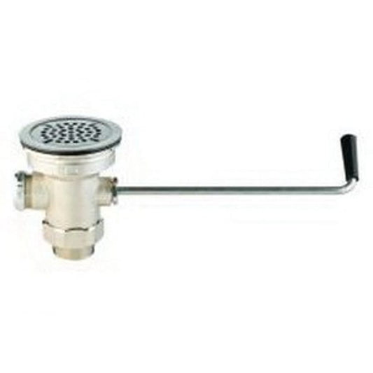 Waste Drain Valve, 2 x 1-1/2 in, MNPT x FNPT, Brass Body, Twist Handle Actuator, Rough Chrome