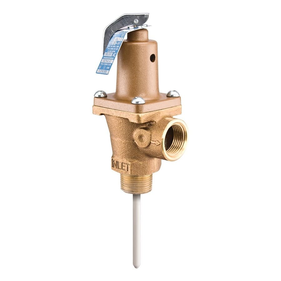 Temperature & Pressure Relief Valve, 3/4 in, MNPT x FNPT, Bronze