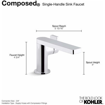 Composed 1.2 GPM Single Hole Bathroom Faucet with Pop-Up Drain Assembly