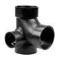 DWV Right Hand Side Outlet Sanitary Tee, 3 x 3 x 3 x 2 in, Hub, ABS